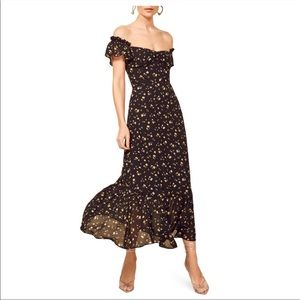 Reformation butterfly dress black floral Size 2